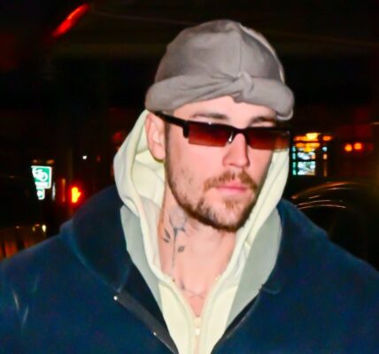 Justin Bieber Watches Hockey Game With Son Jack Blues